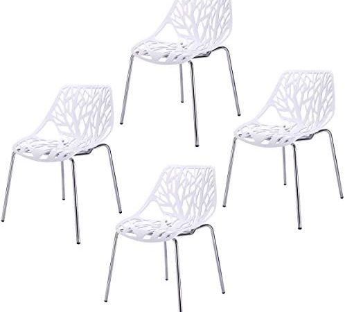 Sandinrayli Set of 4 White Side Dining Chair 30.7" Height Birds Nest Chairs for Dining Room Waiting...