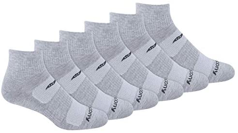 Saucony mens Multi-pack Mesh Ventilating Comfort Fit Performance Quarter Socks (6 & 12 Pairs)