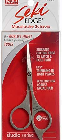 Seki Edge Stainless Steel Mustache & Beard Scissors (SS-902) - Professional Men’s Grooming Scissors for Trimming Facial Hair...