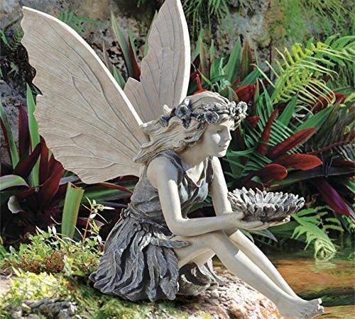 Sitting Fairy Statue, Angel Garden Sculpture, Garden Realistic Figurine Decor, Antique Resin Angel Craft, Home Table...