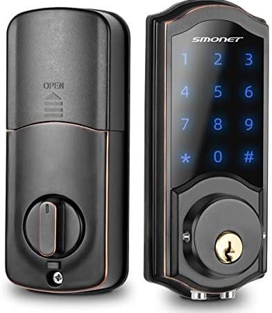 Smart Deadbolt, SMONET Bluetooth Door Lock Keyless, Touchscreen Keypad, Auto Lock, Remote Sharing, Send Ekeys, Free APP...