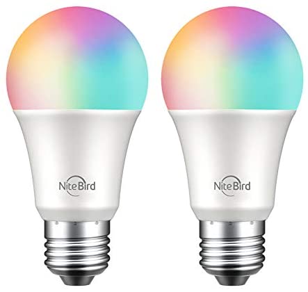 Smart Light Bulb,NiteBird Dimmable WiFi Bulbs Works with Alexa Echo and Google Home, RGB Color...