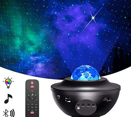 Star Projector,Galaxy Projector,Night Light Projector with LED Galaxy Ocean Wave Projector Bluetooth Music Speaker for Baby...
