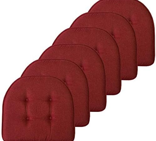 Sweet Home Collection Chair Cushion Memory Foam Pads Tufted Slip Non Skid Rubber Back U-Shaped 17" x 16" Seat Cover, 6 Pack,...