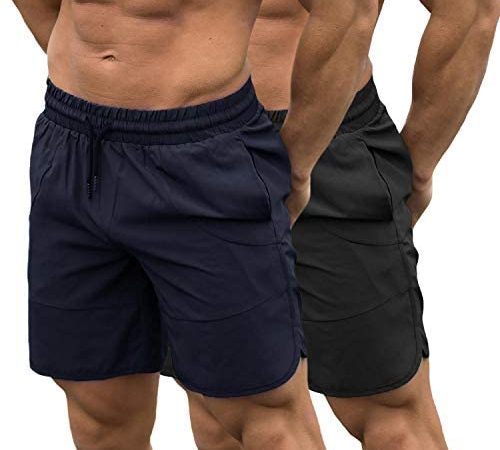 TEZO Mens 7" Gym Workout Shorts Training Bodybuilding Short Pants Zipper Pockets