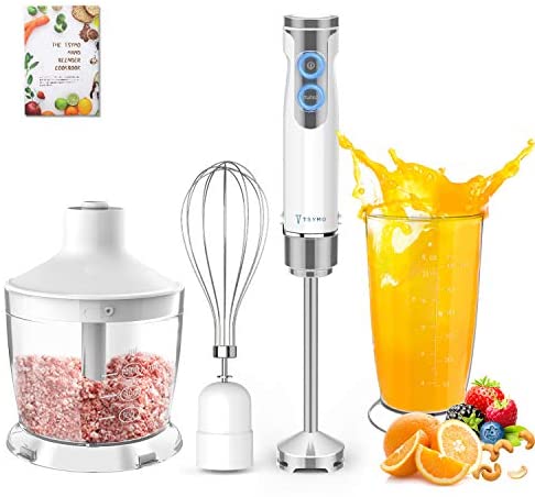 TSYMO 800W Hand Immersion Blender, 4-in-1 Hand Blender with 6-Speed + Turbo, 304 Stainless Steel...