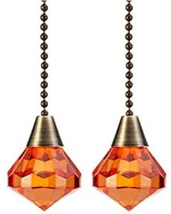 TWDRTDD Ceiling Fan Pull Chain,12 inch Orange Acrylic Crystal Design Fan Pull Chain Extension for Lightings and Ceiling Fans...