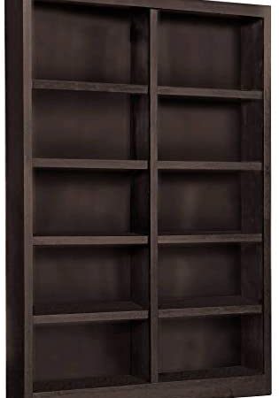 Ten Shelf Double Bookcase 72"H Espresso Finish