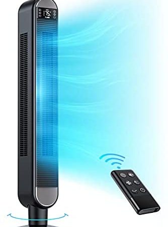Tower Fan with Remote - SUGOAL 90° Oscillating Fans for Bedroom, 42" 6 Speeds, 3+1 Modes, Large LED Display, Touch Control,...