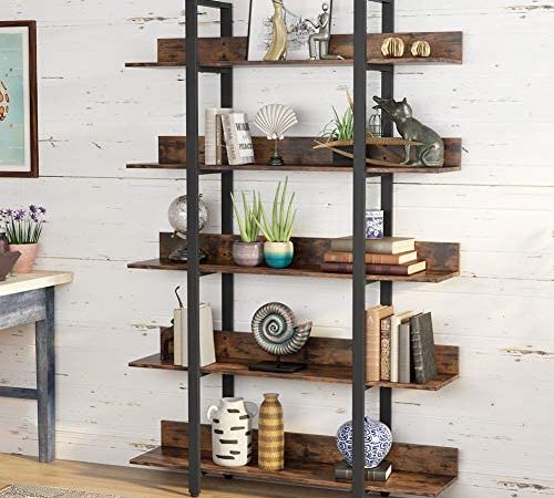 Tribesigns 5 Tiers Bookcase, 5-Shelf Industrial Style Etagere Bookcases and Book Shelves, Metal and...