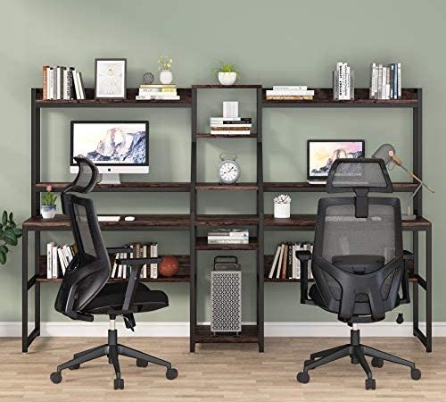 Tribesigns 94.48 inch Computer Desk with Hutch, Home Office Double Workstation Two Person Desk,...
