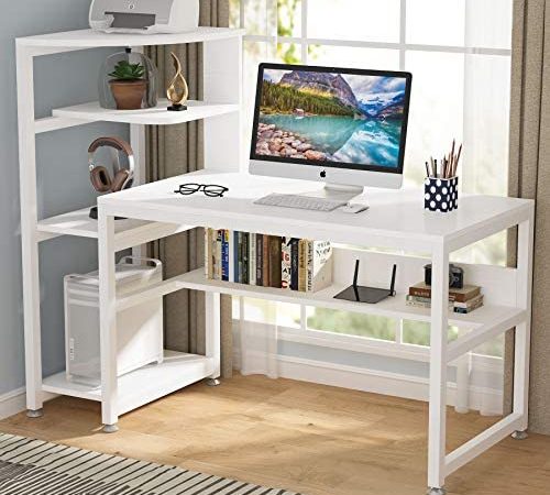 Tribesigns Computer Desk with 4-Tier Storage Shelves, 58 inch Large Industrial Office Desk Study Writing Table Workstation...