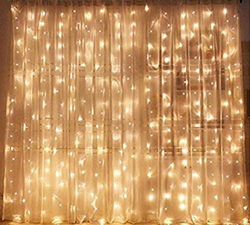 Twinkle Star 300 LED Window Curtain String Light Wedding Party Home Garden Bedroom Outdoor Indoor Wall Decorations, Warm...