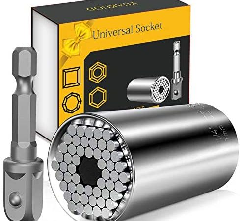 Universal Socket Tools Gifts for Men Dad - Socket Set with Power Drill Adapter, Super Universal Socket Grip Gadgets for Men,...