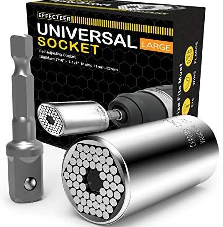 Universal Socket,Self-adjusting Socket Fits Standard 7/16'' - 1-1/4'' Metric 11mm-32mm, Adapter...
