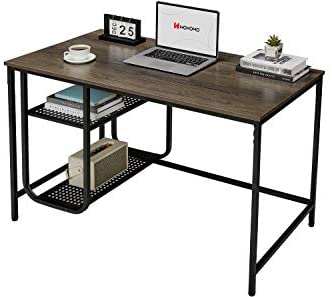 WOHOMO 47 Inch Computer Desk with Shelves Small Study Writing Table with Bookshelves Easy Assembly Home Office Desk, Walnut