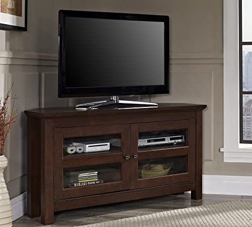 Walker Edison Modern Farmhouse Wood Corner Universal Stand for TV's up to 48" Flat Screen Living...