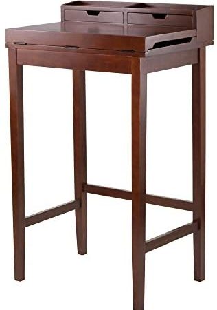 Winsome Brighton High Desk with 2-Drawer, Brown