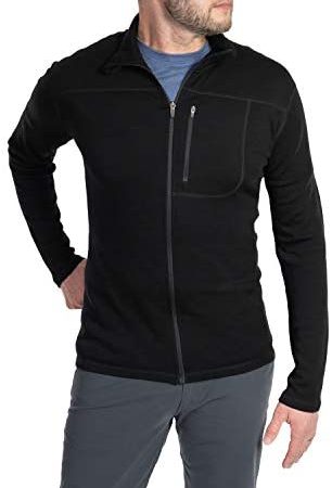 Woolly Clothing Men's Merino Pro-Knit Wool Crew Zip Up - Wicking Breathable Anti-Odor