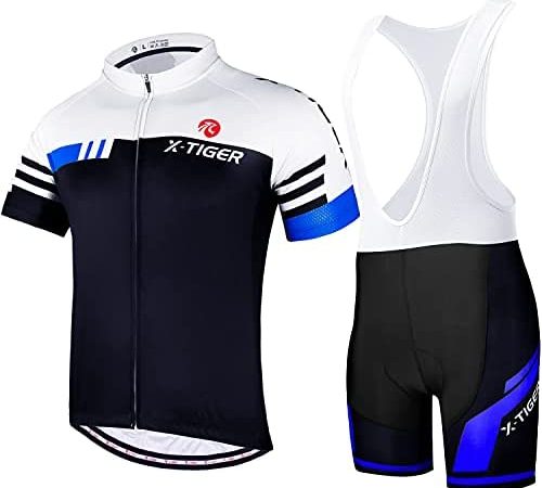 X-TIGER Men's Cycling Jersey Set with 5D Gel Padded Bike Shorts, Bicycle Clothing Set Short Sleeve...