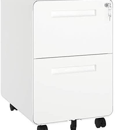 YITAHOME 2 Drawer Mobile File Cabinet with Lock, Metal Vertical Anti-Tilt Filing Cabinet Under Desk for Legal/Letter Files in...