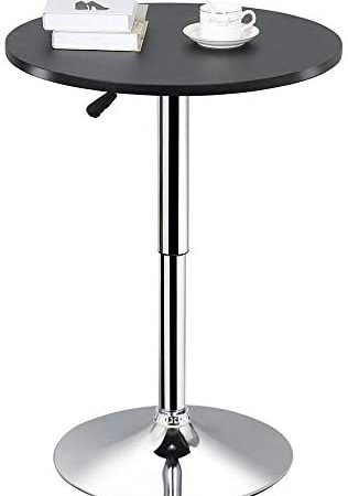 Yaheetech Adjustable Round Pub Table Counter Bar Height MDF Top Table 360 Degree Swivel Bar Tables Tall Cocktail Tables...