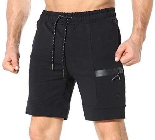 ZENWILL Mens Sidelock Workout Running Shorts Gym Bodybuilding Fitness Shorts with Pockets