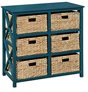 eHemco 3 Tier X-Side Storage Cabinet with 6 Baskets (Teal)