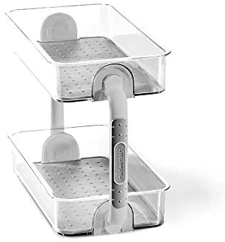 madesmart Two Level Spice Organizer - Cabinet Collection Maximizes Vertical Space, Removable Soft-Grip Lining, Dual Handles...