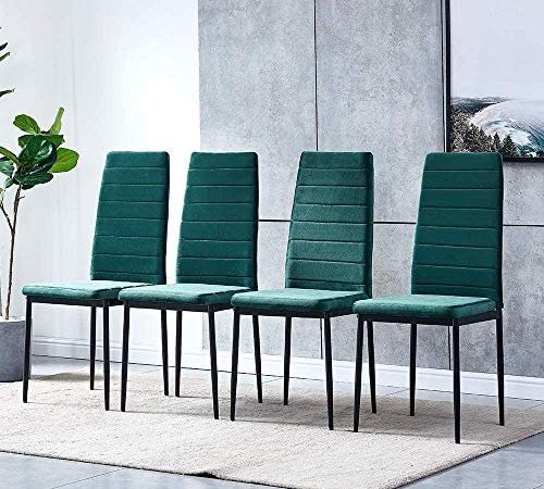 nozama Velvet Upholstered Dining Chairs Modern Kitchen Velvet Chairs with Metal Frame Living Room Chairs Side with Foot...