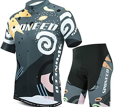 sponeed Bike Jersey Men's Biking Shirt Shorts Padded Breathable Cycling Jersey