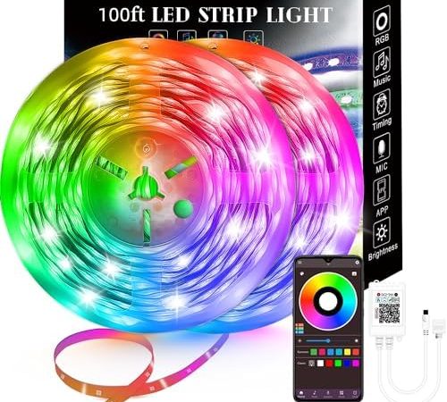 100FT Smart LED Strip Lights (2 Rolls of 50ft), RGB Strip Lights Sync to Music with 40 Key Remote...