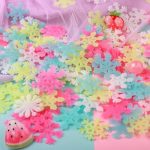 100PCS Removable Colorful Glow In the Dark Snowflake Wall Decor Fluorescent Noctilucent Plastic Glow...