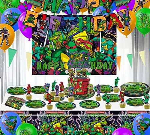 106 Turtle Birthday Party Decorations, Turtle Birthday Party Supplies Include Banners, Cake...
