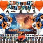 109Pcs Dinosaurs vs Monsters Birthday Party supplies for Monster Movie Theme, Including Happy...