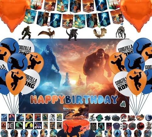 109Pcs Dinosaurs vs Monsters Birthday Party supplies for Monster Movie Theme, Including Happy...