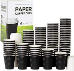 12 oz [100 Set] Togo Disposable Black Paper Coffee Cups with Lids | Hot Beverages | Expresso | Tea |...