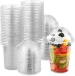 12 oz Clear Plastic Dessert Cups with Lids (Set of 50) Small Disposable Parfait Cup, Dome Lid - No...
