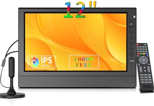 12inch Portable TV,FHD 1080P Screen Mini TV with Antenna and Digital ATSC Tuner,Rechargeable Battery...