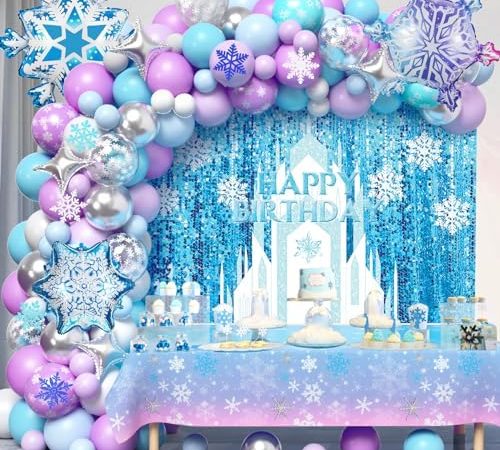 159Pcs Frozen Birthday Party Decorations Supplies Elsa Frozen Balloon Arch Backdrop Tablecloth...
