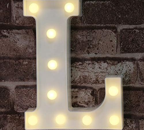 Pooqla LED Marquee Letter Lights Sign, Light Up Alphabet Letter for Home Party Wedding Decoration L