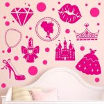 19 Sheets Pink Doll Wall Decals for Girls Bedroom, Pink Princess Polka Dot Wall Stickers Pink Girls...