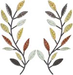 2 Pieces Metal Tree Leaf Wall Decor Vine Olive Branch Leaf Wall Art Wrought Iron Scroll Above The...