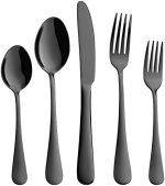 20-Piece Black Silverware Set, Devico Stainless Steel Flatware Cutlery Set, Metal Eating Utensils...