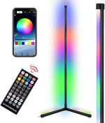 24W Corner Floor Lamp, 62" Smart RGB LED Floor Lamp with Music Sync, Modern Mood Lighting Corner...