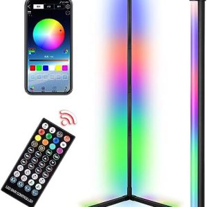 24W Corner Floor Lamp, 62" Smart RGB LED Floor Lamp with Music Sync, Modern Mood Lighting Corner...