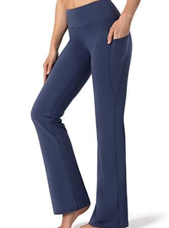 28"/30"/32"/34" Inseam Women's Bootcut Yoga Pants Long Bootleg High-Waisted Flare Pants with Pockets