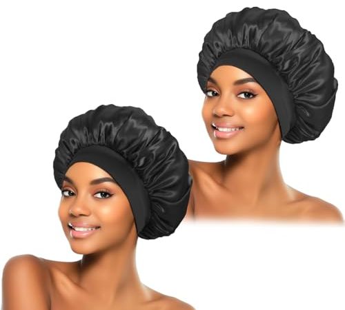 2Pcs Silk Bonnet for Sleeping, Satin Hair Bonnets, Soft Elastic Band Silk Sleep Cap, Silk Hair Wrap...