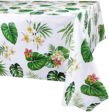 3 Pack Hawaiian Luau Tablecloths for Party Decoration, Hawaii Disposable Plastic Rectangular Table...