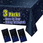 3 Packs - Space Tablecloth, Galaxy Themed Plastic Table Cover, Disposable Plastic Star Party Table...